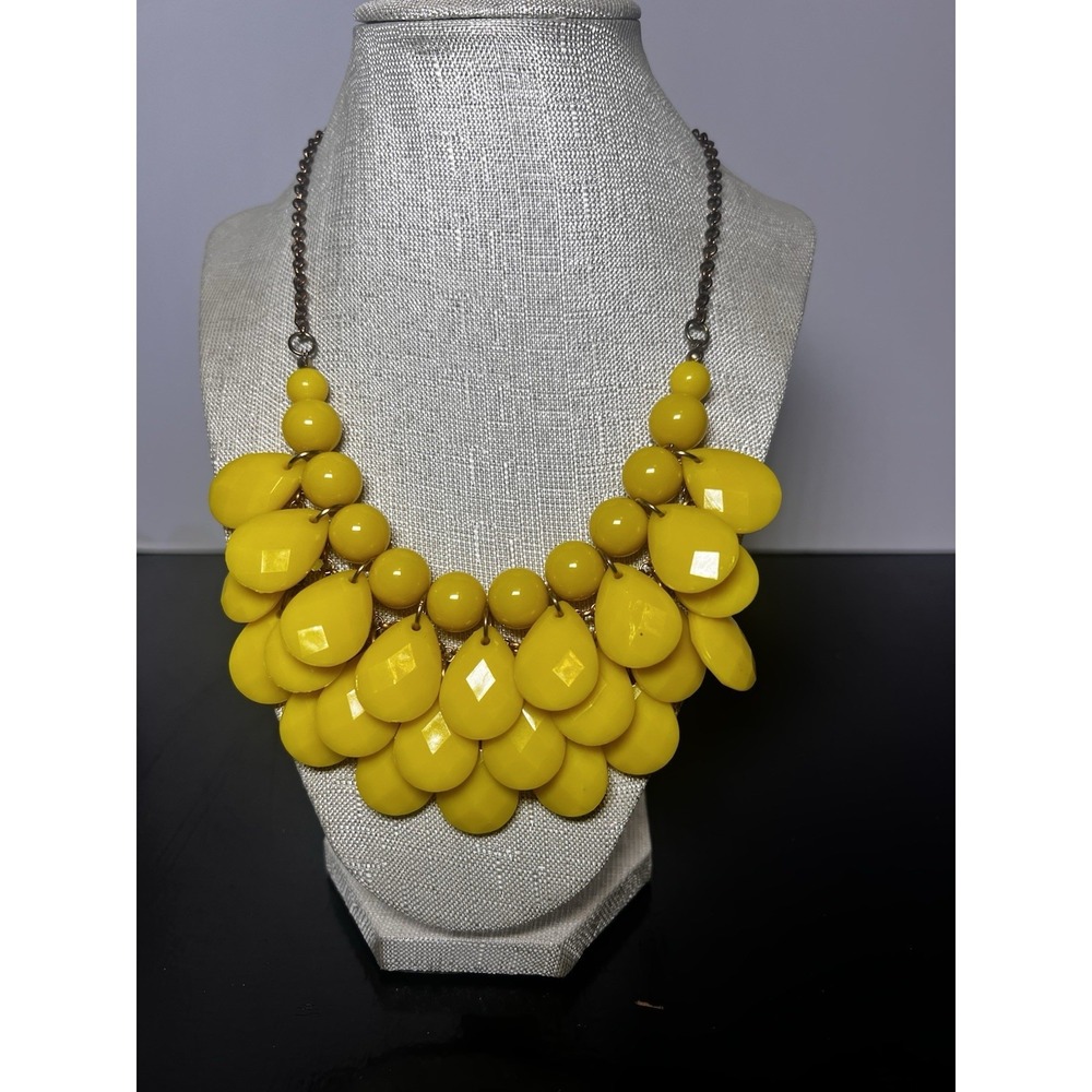 Yellow Multi-teared Raindrop Bead Statement Necklace Fashion Gift